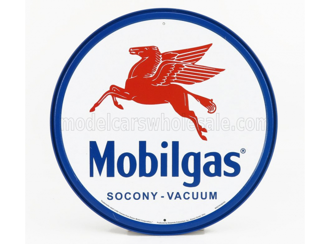 ACCESSORIES Metal Round Plate - Mobilgas Socony Vacuum, White Blue Red