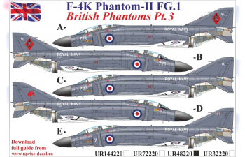 Декаль F-4K Phantom-II FG.1, British Phantoms Pt.3, FFA (удаляемая лаковая подложка)