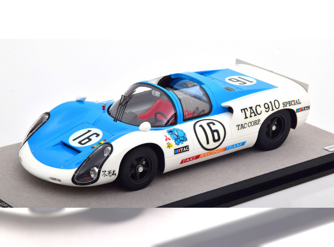 PORSCHE 910 1991cc Team Taki Racing N 16 Winner Class Japan Gp 1969 H.hasegawa - H.kazato, Light Blue White