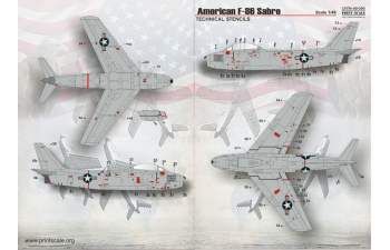 Декаль F-86E Sabre Technical stencils