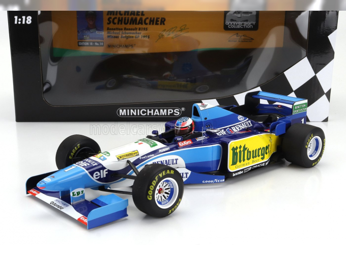 BENETTON F1 B195 Team Mild Seven Renault N 1 World Champion Winner Belgium Gp (1995) Michael Schumacher, Blue Yellow