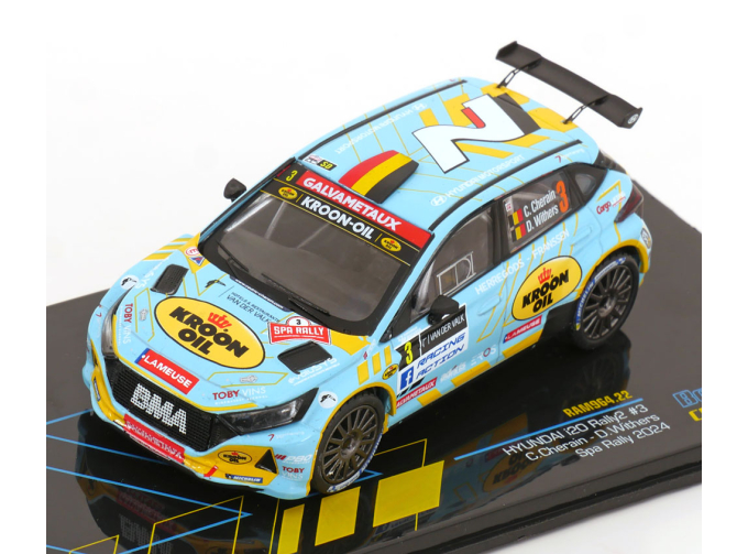 HYUNDAI I20 N Rally2 №3 2nd Rally Spa (2024) Cedric Cherain - Damien Withers, Light Blue Yellow
