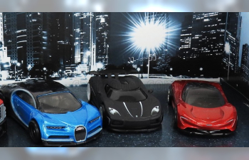 BUGATTI Set 4x Truck Car Transporter - Chiron - Koenigsegg Agera R - Mclaren Speedtail, Various