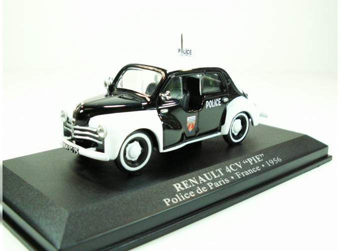 RENAULT 4CV "PIE" Police de Paris France (1956), Police World 1:43, черно-белый