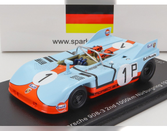 PORSCHE 908/3 Spider Team Gulf N1 2nd 1000km Nurburgring (1971) P.Rodriguez - J.Siffert, Light Blue Orange