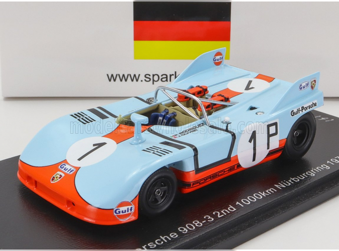 PORSCHE 908/3 Spider Team Gulf N1 2nd 1000km Nurburgring (1971) P.Rodriguez - J.Siffert, Light Blue Orange