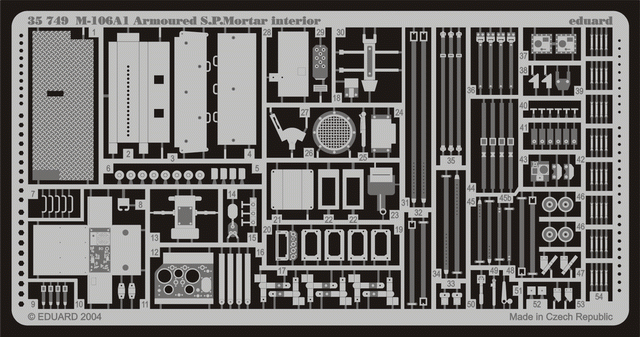 Фототравление Американский самоходный миномет M106A1 (интерьер)