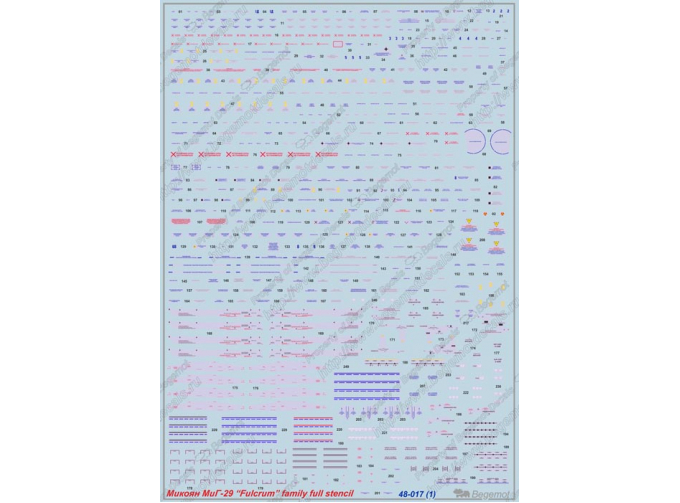 Декаль Микоян МиГ-29 1.48 технические надписи