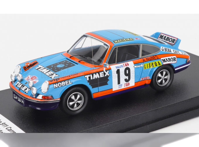 PORSCHE 911 Carrera Rs Coupe №19 Rally Tap (1973) Americo Nunes - Antonio Morais, Light Blue Orange