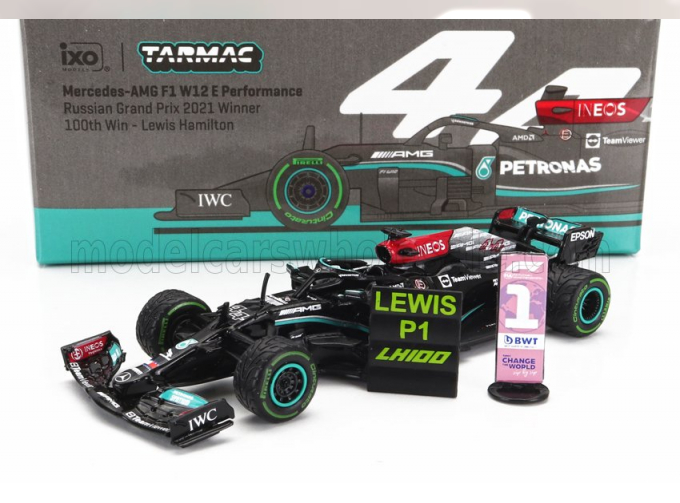 MERCEDES GP F1 W12 Mercedes M12 Eq Power+ Team Amg Petronas Motorsport Formula One №44 Winner Sotchi Russian Gp (2021) Lewis Hamilton - 100th Victory F1, Black Green