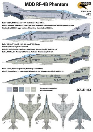 Сборная модель MDD RF-4B Phantom. 3 Marking options, Low Viz