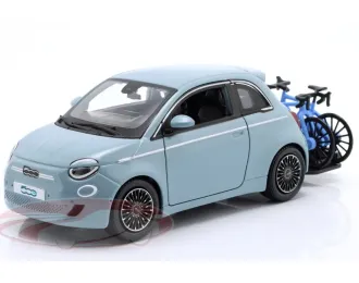 FIAT 500E with bike (2023), blue