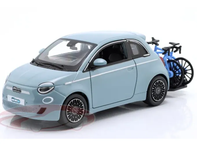 FIAT 500E with bike (2023), blue