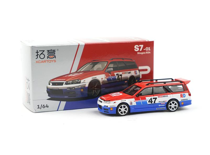 NISSAN Stagea R34 #47, red / white / blue