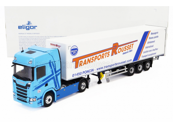 SCANIA S500 Truck Cassonato Rousset Transports (2020), Light Blue White