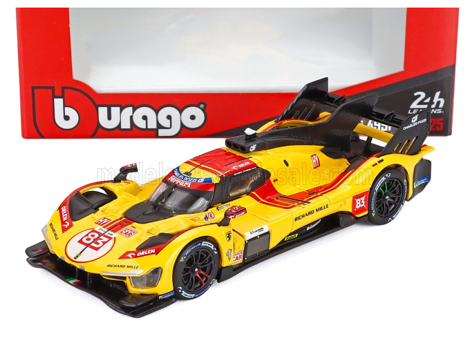 FERRARI 499p 3.0l Turbo V6 Team Af Corse №83 Winner 24h Le Mans (2025) Robert Kubica - Phil Hanson - Yifei Ye, Yellow Red