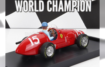 FERRARI F1 500 F2 N 15 World Champion Winner English Gp Alberto Ascari 1952 - With Driver Figure, Red