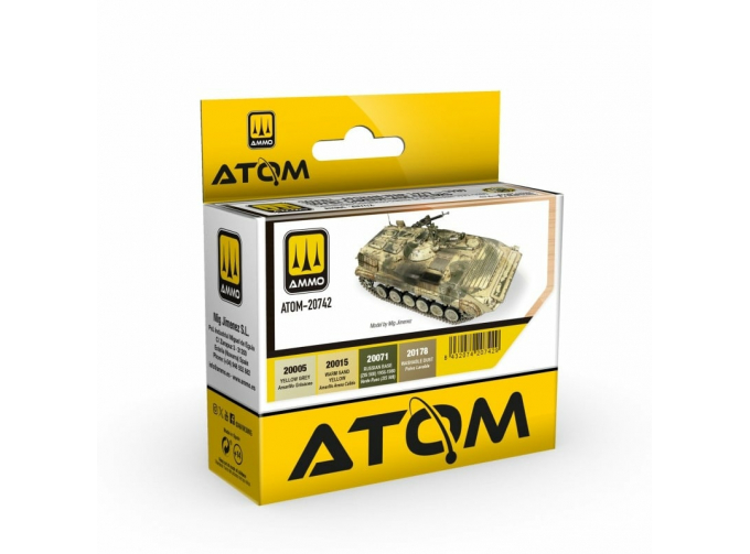 Набор акриловых красок ATOM цвета советского камуфляжа времен Советско-Афганской войны 1979-89 годов / Soviet-Afghan War 1979-89 Soviet Camouflage Colors Set