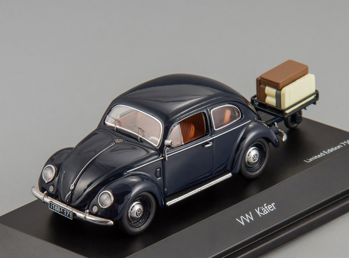 Volkswagen Beetle Ovali with trailer and luggage "Auto Porter" (blue)