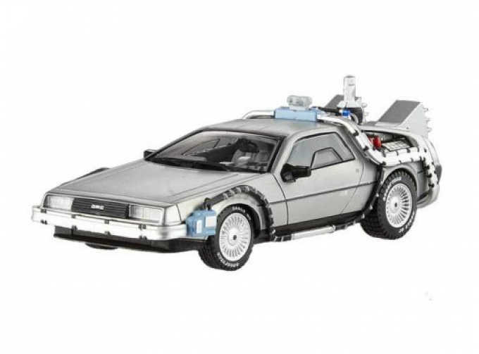 DeLorean DMC with Mr.Fusion Silver BACK TO THE FUTURE TIME MACHINES, silver