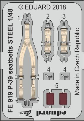 Фототравление для модели P-39 seatbelts STEEL