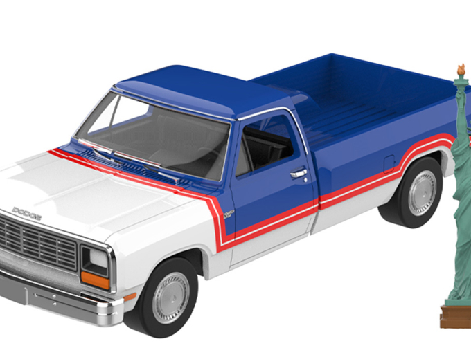 DODGE Ram America 250 Edition with Big Statue of Liberty Figurine (1981), white / red / blue