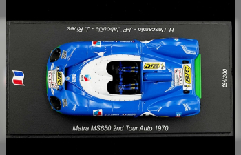 MATRA SIMCA Ms650 Spider №145 2nd Tour Auto (1970) H.pescarolo - J.p.Jabouille - J.rives, Light Blue White