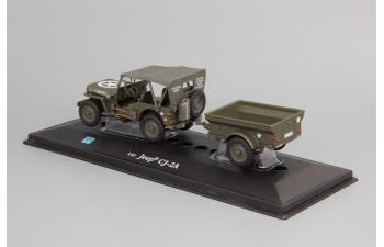 Jeep CJ-2A Willys хаки, с прицепом