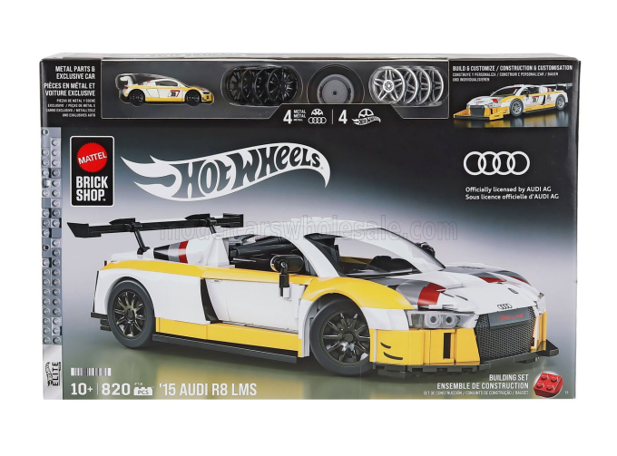 Сборная модель AUDI R8 Lms №39 Racing (2015) 820 Pcs + R8 1/64 Scale, White Yellow