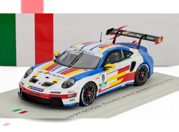 PORSCHE 911 992 Gt3 №8 Porsche Carrera Cup Italy Champion (2024) Keagan Masters, White Blue Red