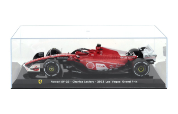 FERRARI F1 Sf-23 Team Scuderia Ferrari №16 2nd Las Vegas Usa Gp 2023 Charles Leclerc - Con Vetrina - With Showcase, Red Black White