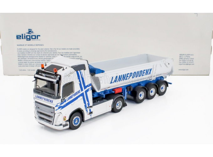 VOLVO Fh 500 Truck Cassone Ribaltabile Lannepoudenx Transports (2020), White Blue