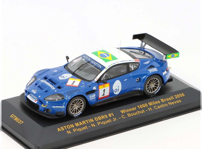 ASTON MARTIN DBR9 #1 Winner 1000 Miles Brasil N. Piquet / N. Piquet Jr. / C. Bouchut / H. Castro Neves (2006), blue / white