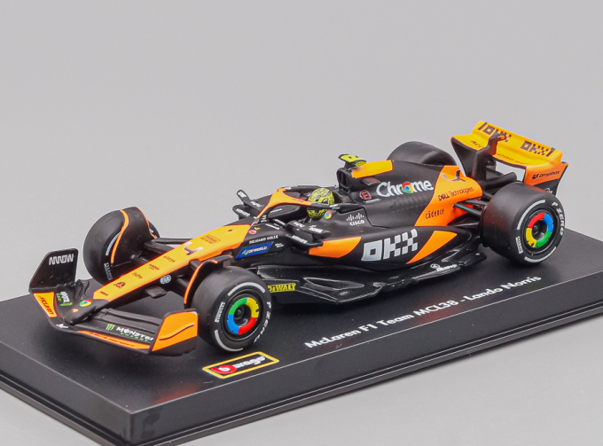 McLAREN F1 Mcl38 Team Mclaren №4 Winner Miami Gp (2024) First F1 Victory Lando Norris - With Pilot And Showcase, orange / black