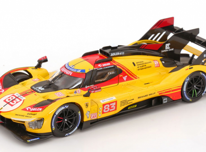 FERRARI 499p 3.0l Turbo V6 Team Af Corse №83 24h Le Mans (2024) Robert Kubica - Robert Shwartzman - Yifei Ye, Yellow Red