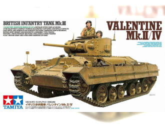 Сборная модель Английский легкий танк Valentine Mk.II/IV с двумя фигурами, наборные траки