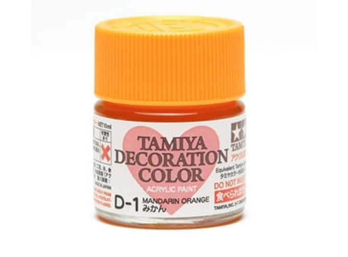 Краска акриловая DECORATION D-1 Mandarin Orange (мандариновый оранжевый), 10 мл