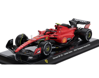 FERRARI F1 Sf-23 Team Scuderia Ferrari №55 Winner Singapore Gp (2023) Carlos Sainz - Con Vetrina - With Showcase, Red Black