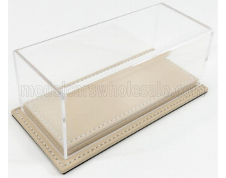 VETRINA DISPLAY BOX Molhouse Base In Pelle - Leather Base Beige - Lungh.lenght Cm 17 X Largh.width Cm 8 X Alt.height Cm 7 (altezza Interna 5.2 Cm ), Plastic Display