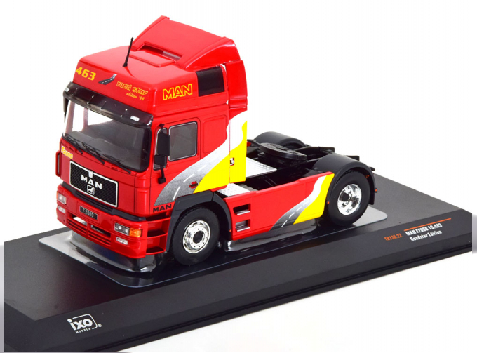 MAN F2000 towing vehicle, red grey yellow