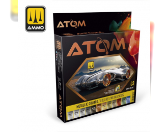 Набор акриловых красок ATOM Металлические цвета / ATOM Metallic Colors Set (12 цветов)