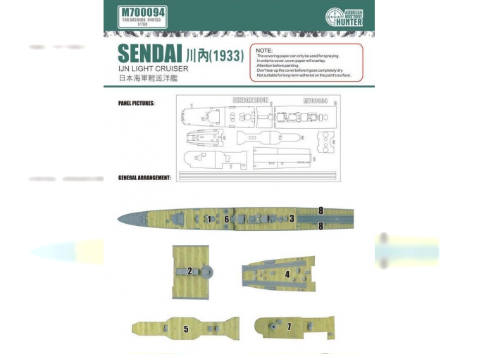 Маска окрасочная IJN Light Cruiser Sendai 1933 (for aoshima 040133)