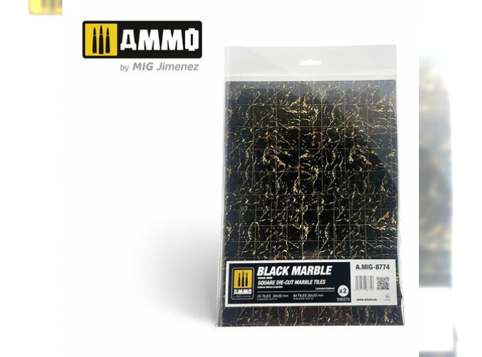 Black Marble. Square Die-cut Marble Tiles – 2 pcs.