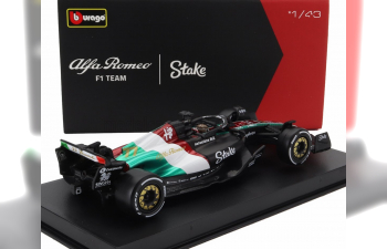 ALFA ROMEO F1 C43 Team Stake N77 Monza Italy Gp (2023) Valtteri Bottas - With Pilot And Showcase, Black Red White Green