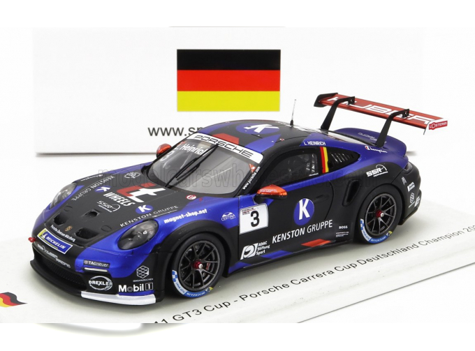 PORSCHE 911 991-2 Gt3 Team Kenston №3 Champion German Porsche Carrera Cup Season (2022) L.Heinrie, Black