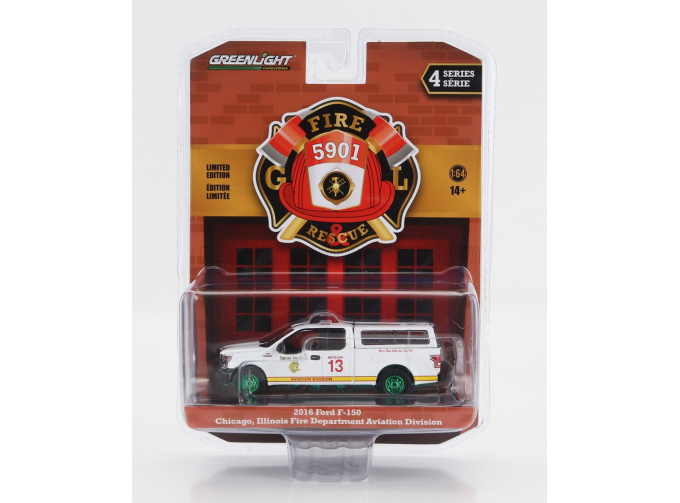 FORD F-150 Pick-up Closed Chicago Fire Engine (2018) - Green Wheels, White Yellow