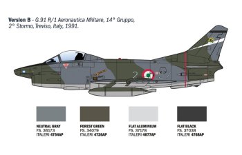 Сборная модель FIAT G91r Military Airplane 1967 - Aereonautica Militare Italiana - Italian Air Force