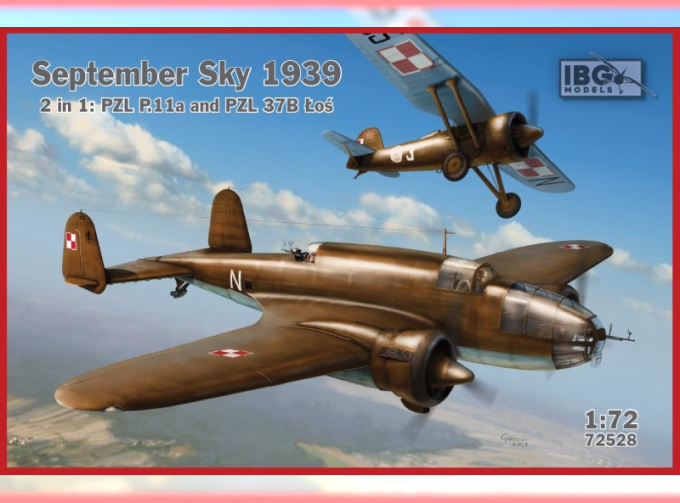 Сборная модель Самолёт September Sky 1939 P.11a i PZL 37B Los (2 w 1)