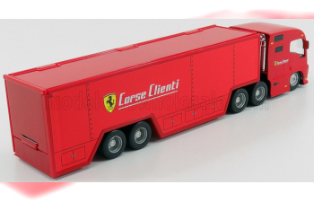 FERRARI Truck F1 Car Transporter Team Ferrari Corse Clienti With Set Fxx-k N10 (2015) + Figure Service Mobile Mechanic, Red