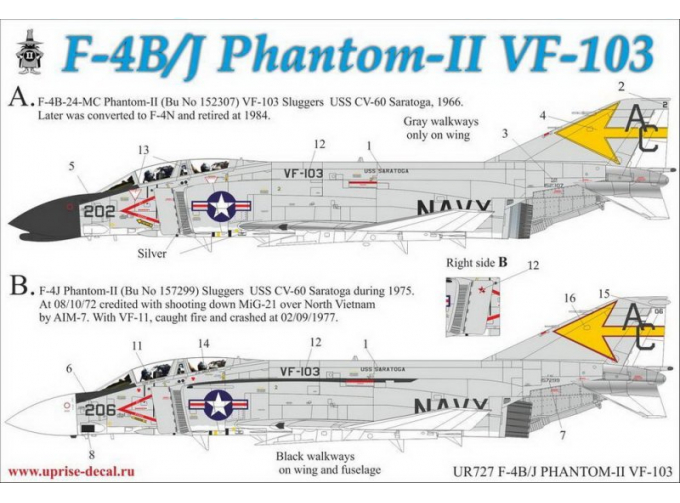 Декаль F-4B/J Phantom-II VF-103 Sluggers